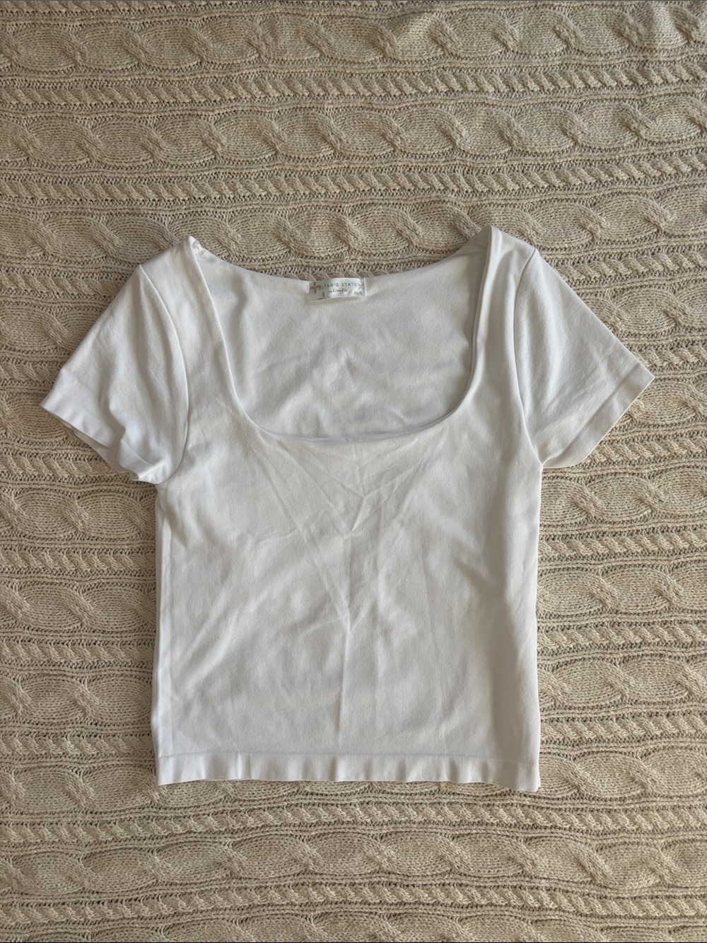 Altar’d State White Square-Neck Cap Sleeve crop top. XS/S